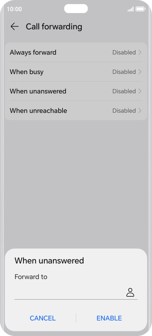 Key in +447953222222 and press ENABLE.