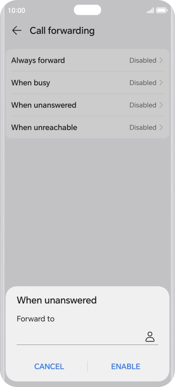 Key in +447953222222 and press ENABLE.