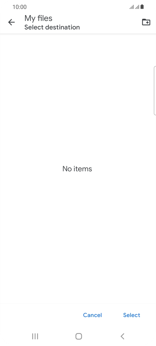 To create a new folder, press the new folder icon and follow the instructions on the screen to create a new folder.