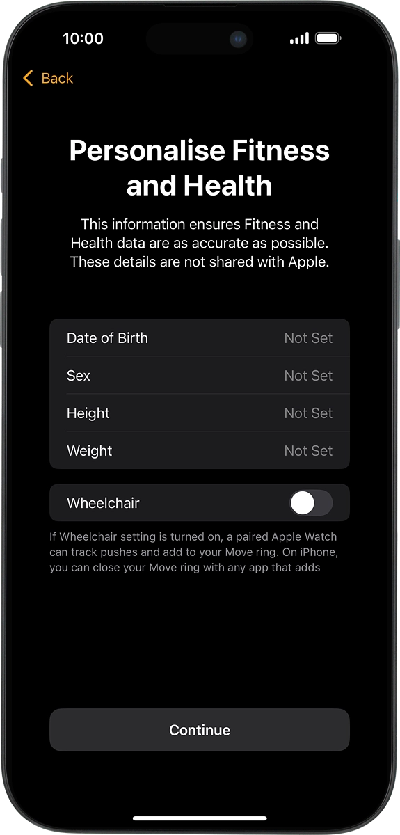 On your phone: Follow the instructions on the screen to select the required settings and press Continue.