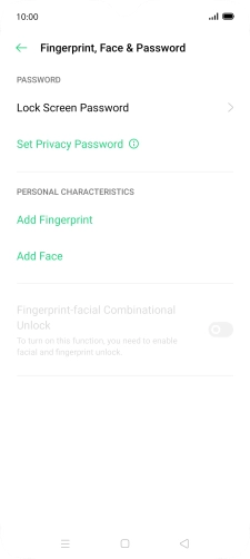 Press Lock Screen Password and key in the additional phone lock code you created earlier.