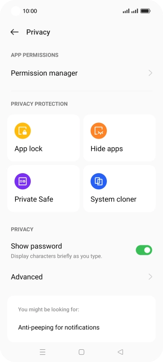 Press Permission manager.