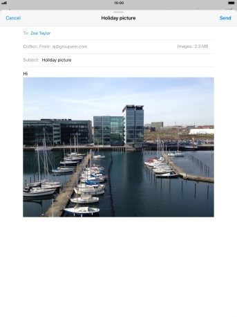 Press Send when you've finished your email message.