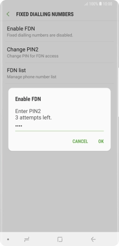 Key in your PIN2 and press OK. The default PIN2 is 0000.