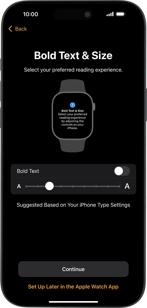 On your phone: Follow the instructions on the screen to select the required settings and press Continue.