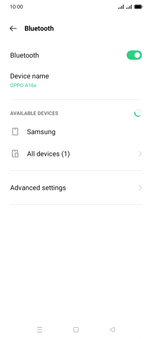 Press the required Bluetooth device and follow the instructions on the screen to pair the device with your phone.