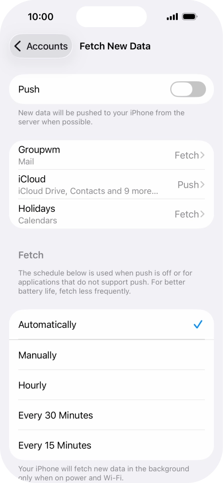 If you turn off the function, press the required setting.