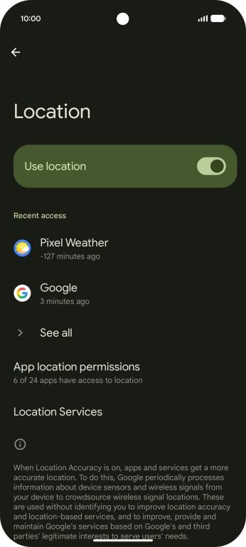 Press App location permissions.