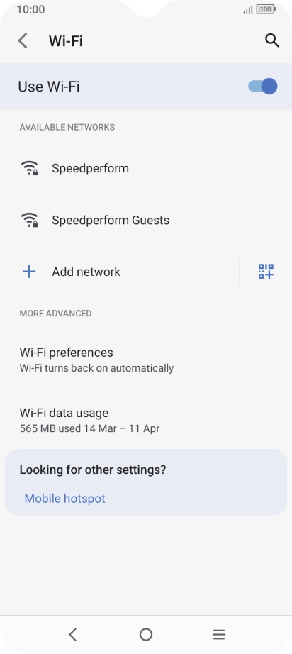 Press the required Wi-Fi network.