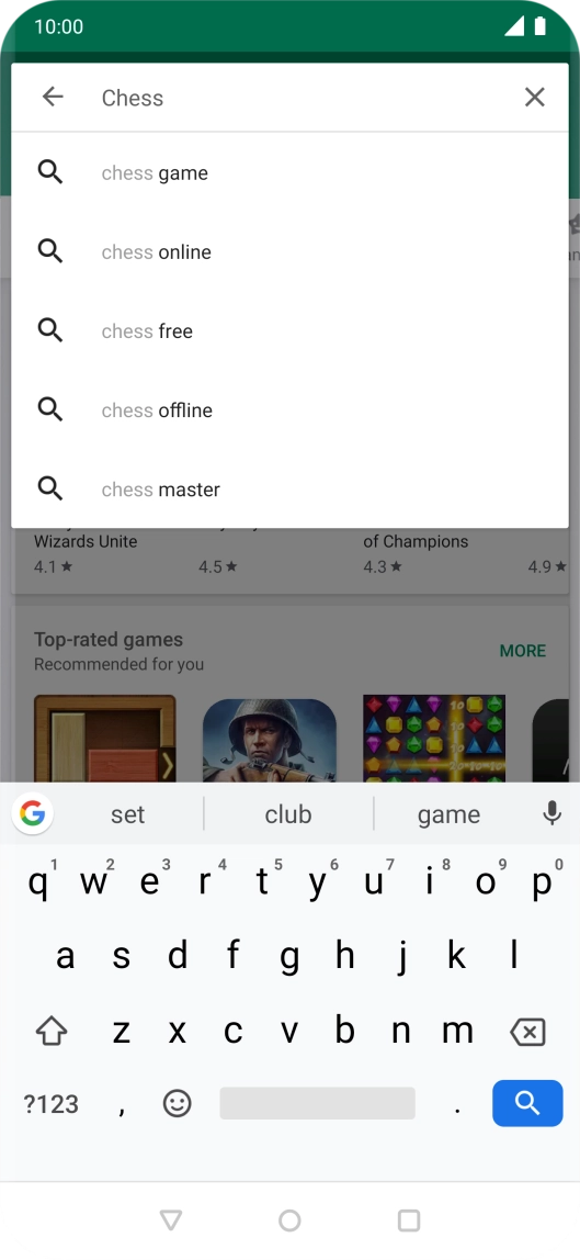 Key in the name or subject of the required app and press the search icon.