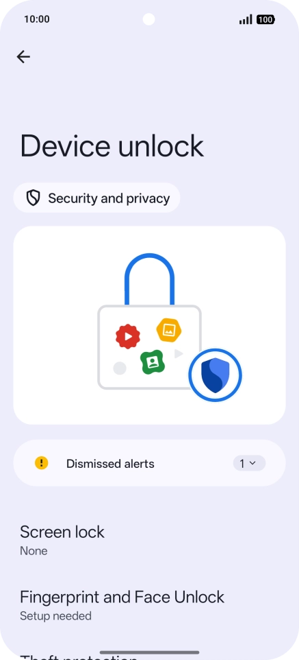 Press Fingerprint and Face Unlock.