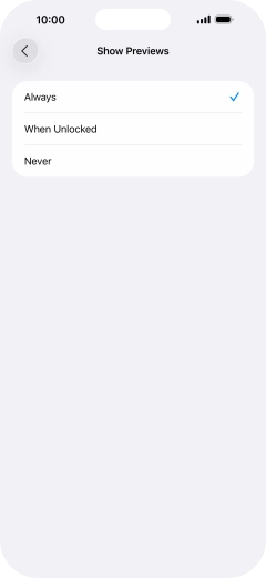 To select notification preview on the lock screen, press Always.