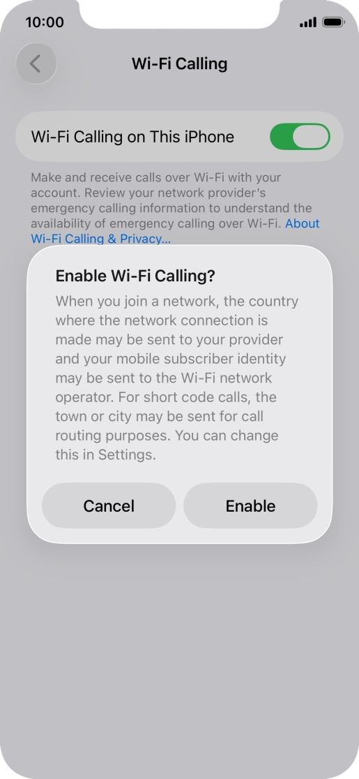 If you turn on the function, press Enable.