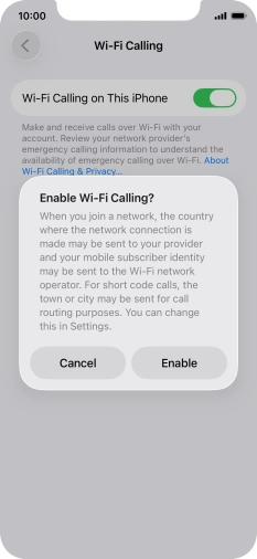 If you turn on the function, press Enable.