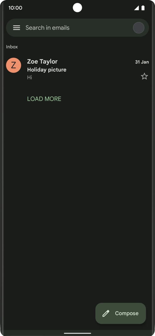 Press the email account icon.