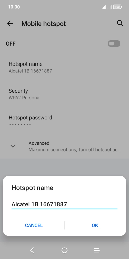 Key in the required Wi-Fi hotspot name and press OK.
