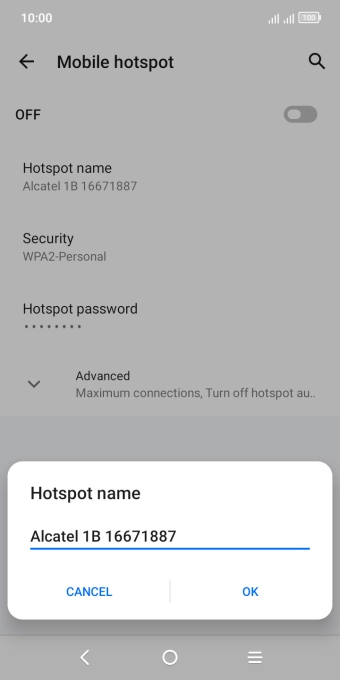 Key in the required Wi-Fi hotspot name and press OK.