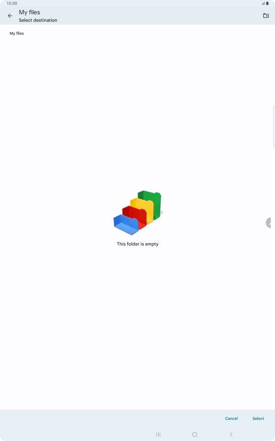 To create a new folder, press the new folder icon and follow the instructions on the screen to create a new folder.