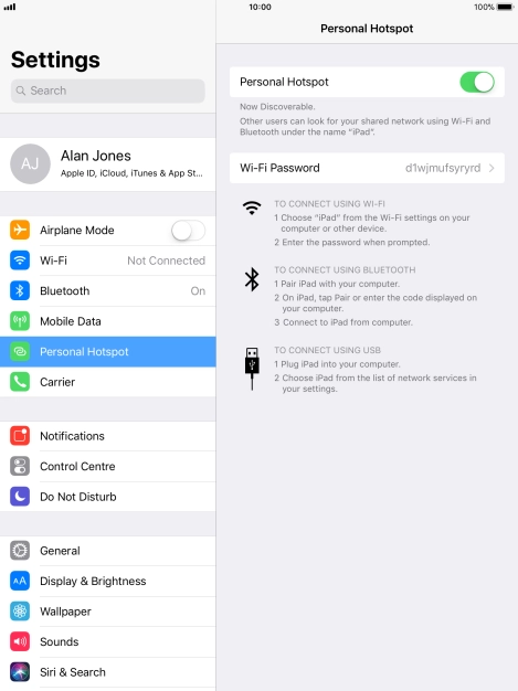 Press Wi-Fi Password and key in the required password.