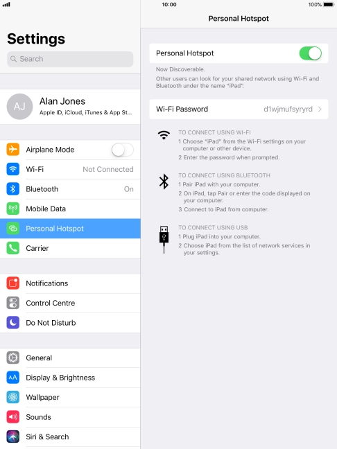 Press Wi-Fi Password and key in the required password.