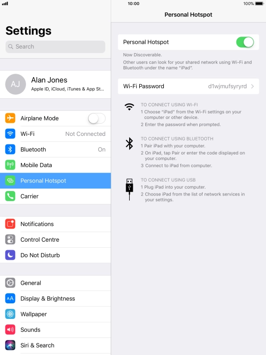Press Wi-Fi Password and key in the required password.