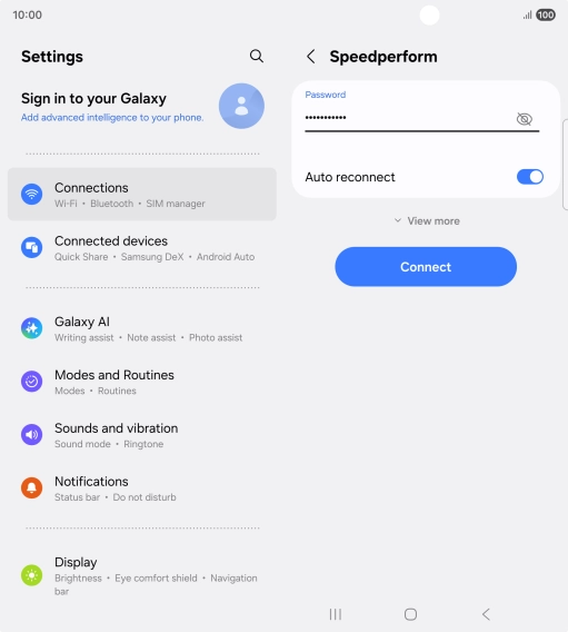Key in the password for the Wi-Fi network and press Connect.