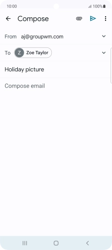 Press the text input field and write the text for your email.