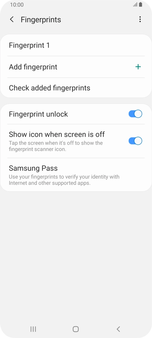 Press the indicators next to the required settings  to turn them on or off.