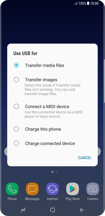 Press Transfer media files to turn on the function.