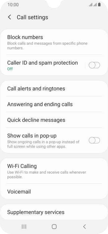 Press Supplementary services.