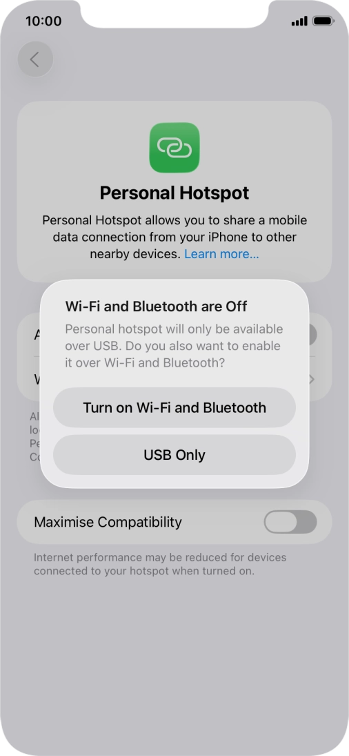 If Wi-Fi is turned off, press Turn on Wi-Fi and Bluetooth.