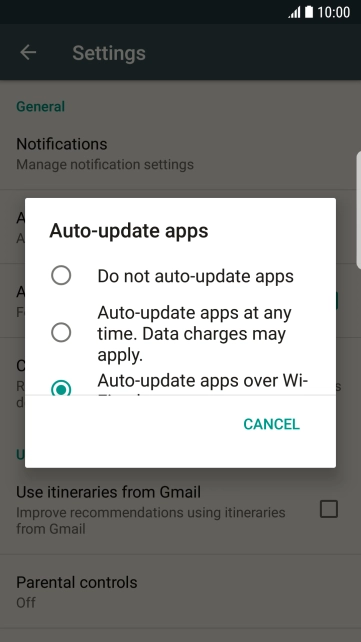 To turn off automatic update of apps, press Do not auto-update apps.