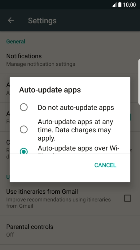 To turn off automatic update of apps, press Do not auto-update apps.