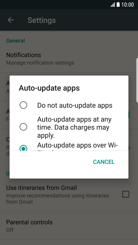 To turn off automatic update of apps, press Do not auto-update apps.