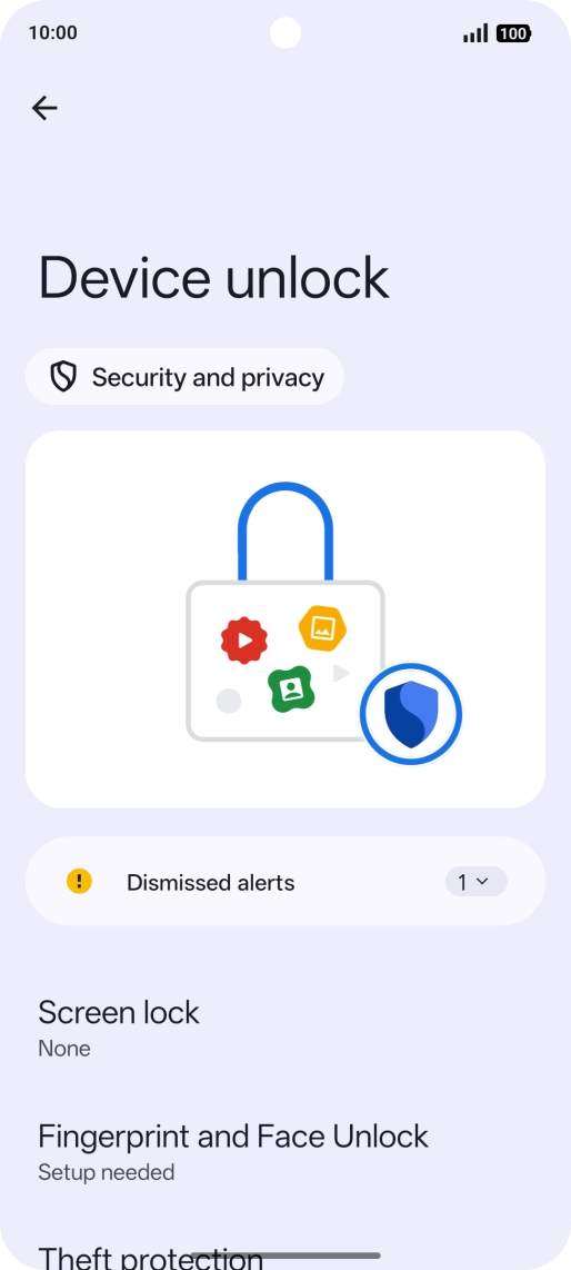 Press Fingerprint and Face Unlock.