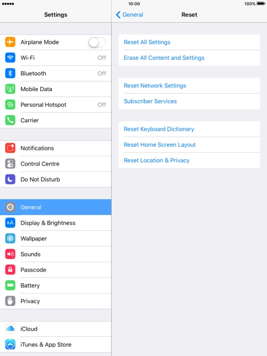 Press Reset All Settings.