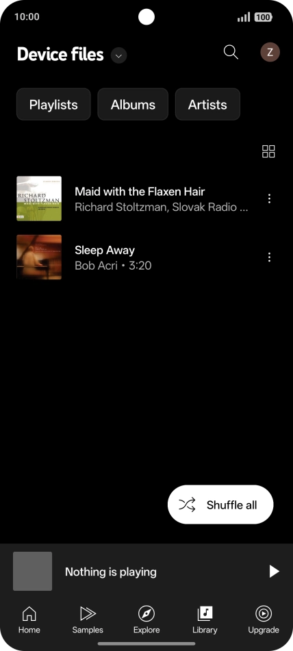 Press the required audio file.