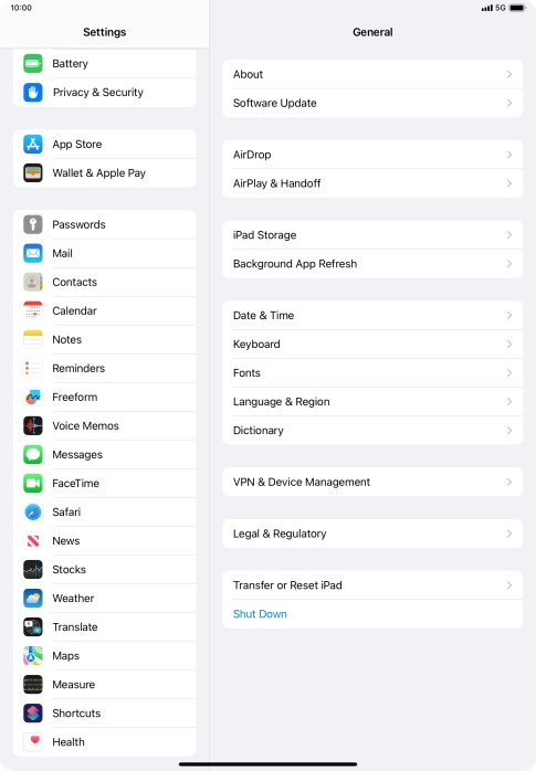 Press Privacy & Security.