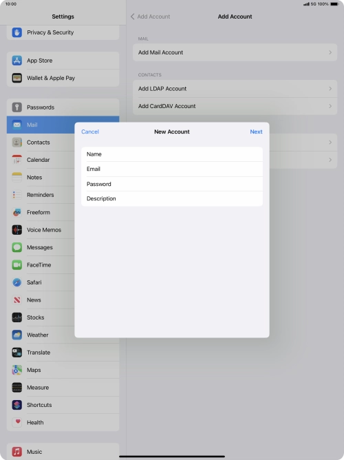 Press Description and key in the required name.