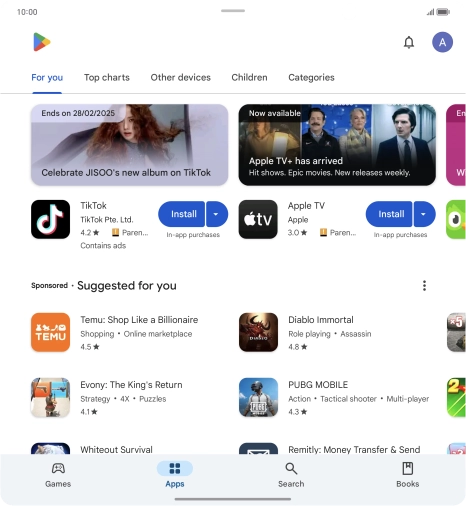 Press the profile icon.