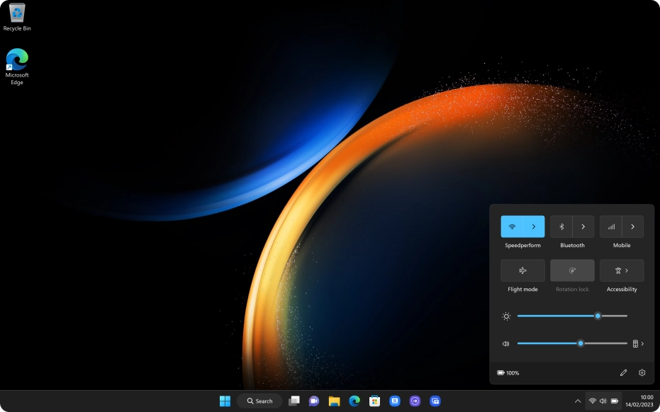 Drag the brightness indicator right or left to set the required brightness level.