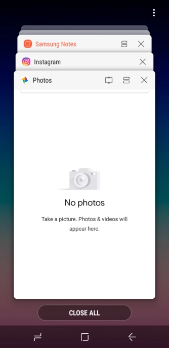 To end one running application, slide your finger right on the required application.