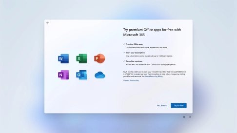 Follow the instructions on the screen to subscribe to Microsoft Office or click No, thanks.