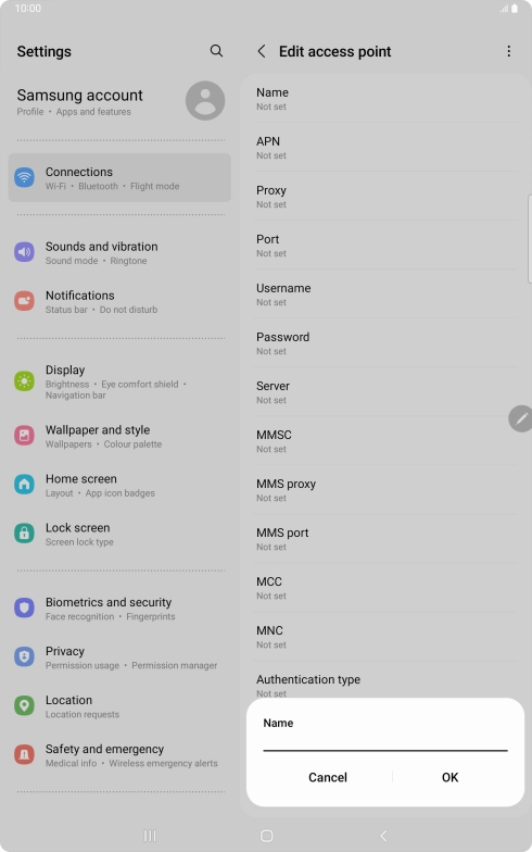 Key in EE Internet and press OK.