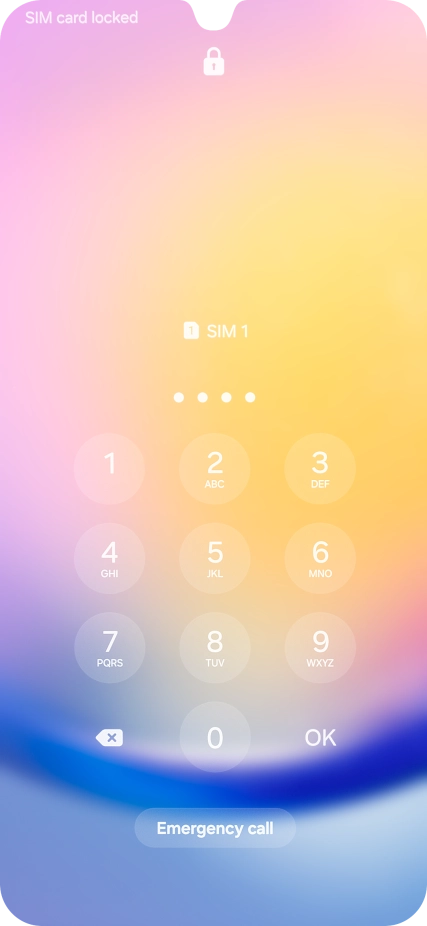 If your SIM is locked, key in your PIN and press OK. The default PIN is 1111.