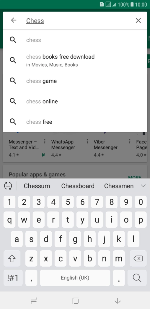 Key in the name or subject of the required app and press the search icon.