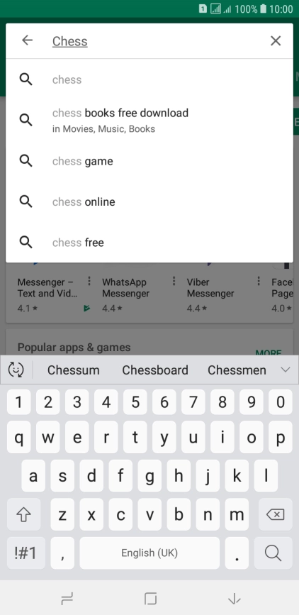 Key in the name or subject of the required app and press the search icon.