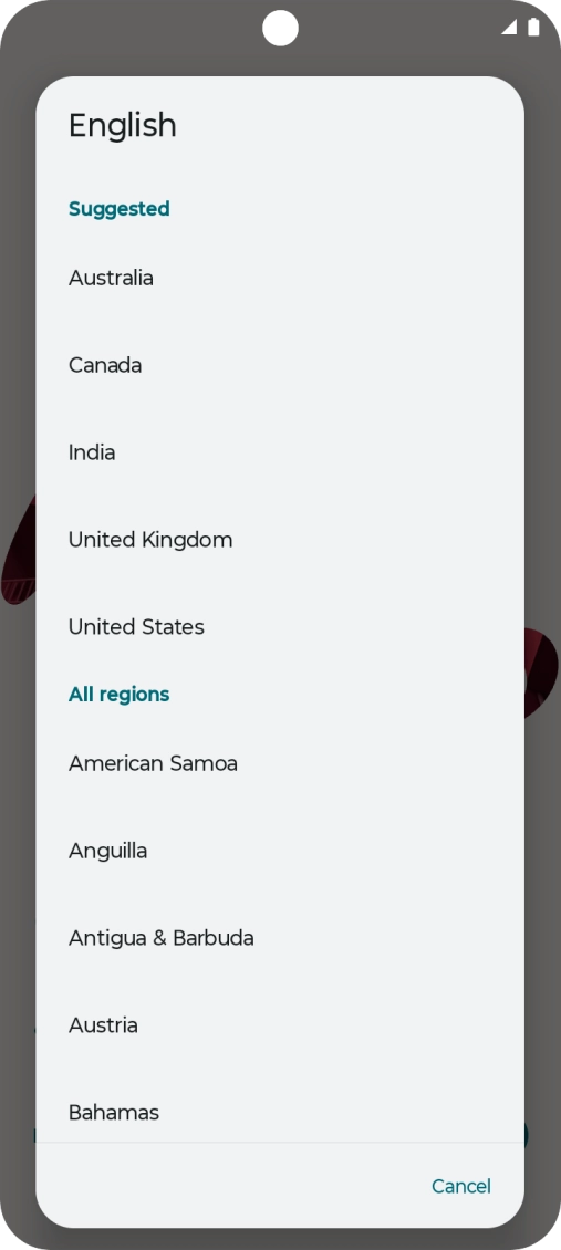 Press the required country or area.