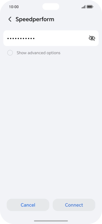 Key in the password for the Wi-Fi network and press Connect.