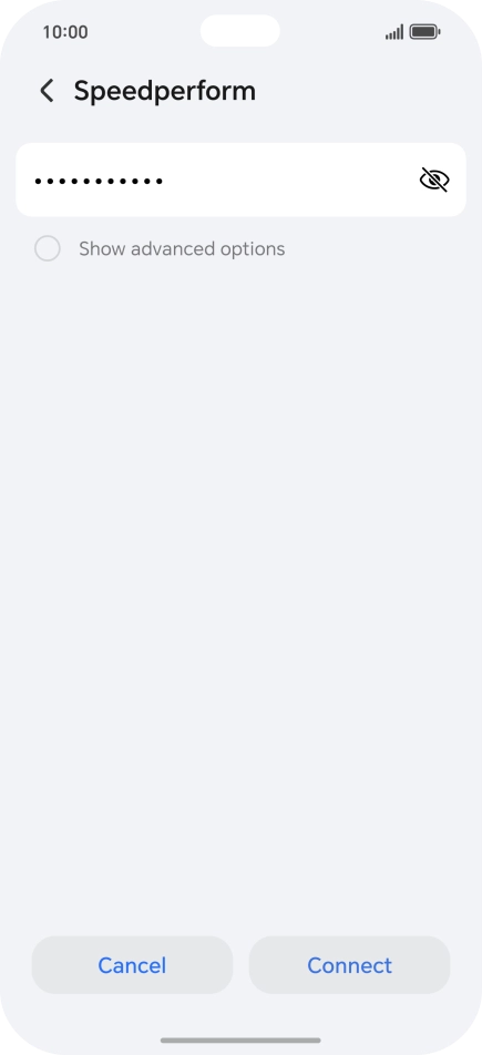 Key in the password for the Wi-Fi network and press Connect.